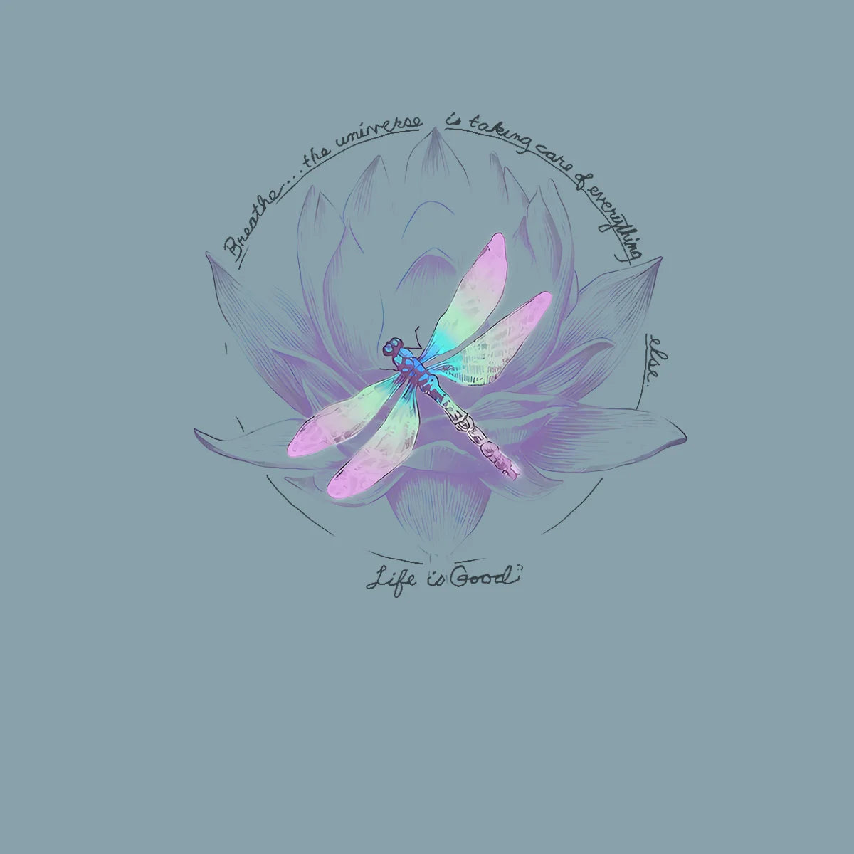 Dragonfly Lotus Breath printed crew-neck T-shirt