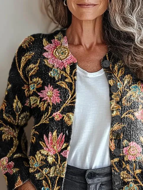 Women's Floral Print Casual Autumn Cardigan
