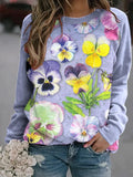 Casual Printing Floral Crew Neck Sweatshirt