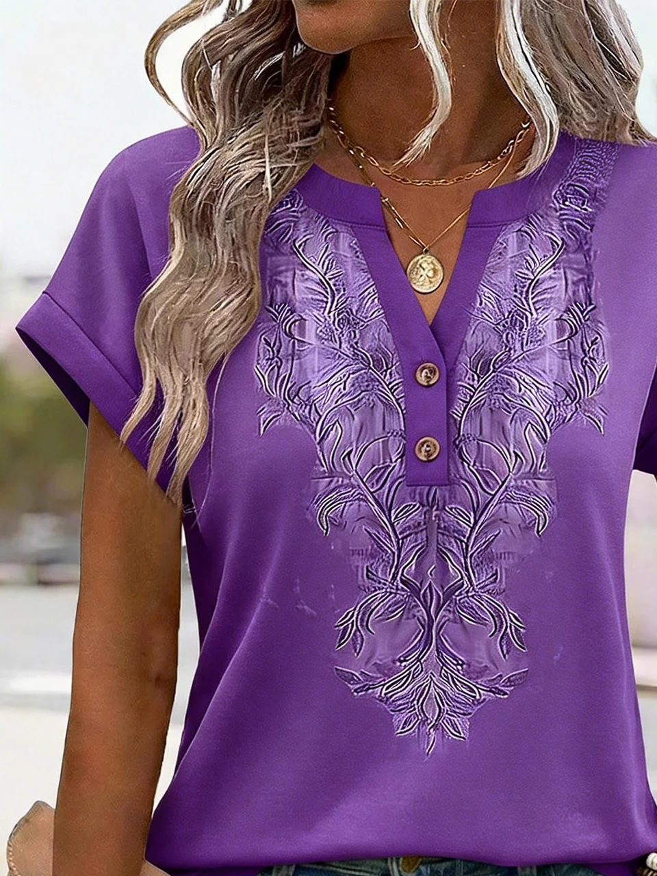 Loose V Neck Cotton Elegant T-Shirt