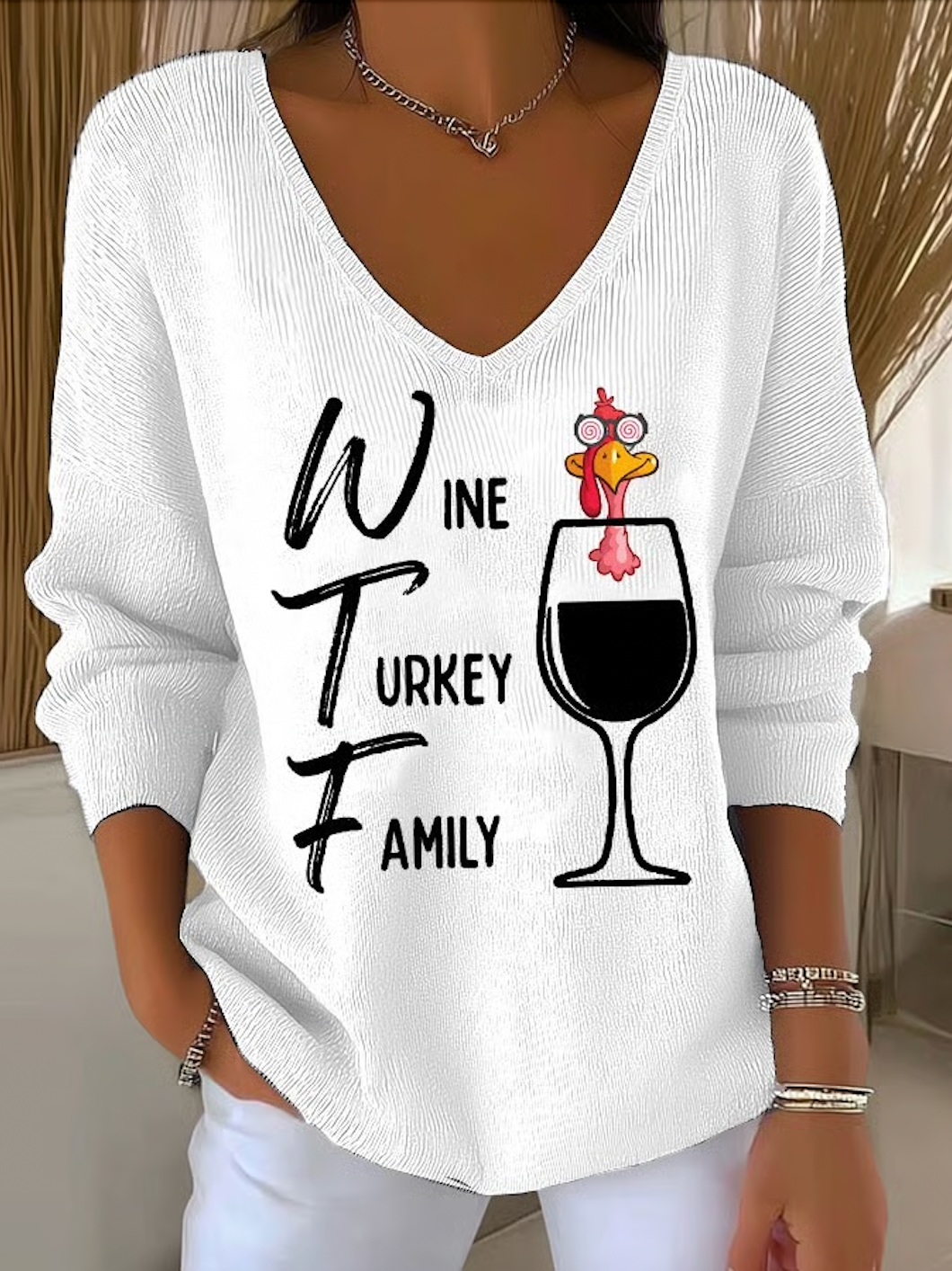 Casual Cotton Text Letters Sweater