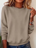 Crew Neck Casual Plain Loose Sweatshirt