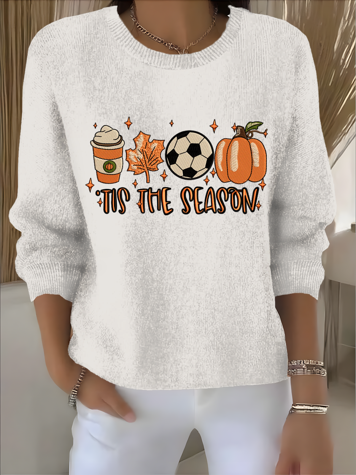Women's Fall Festival Pullover Sweater with Prints