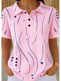 Casual Striped Loose Polo Collar T-Shirt