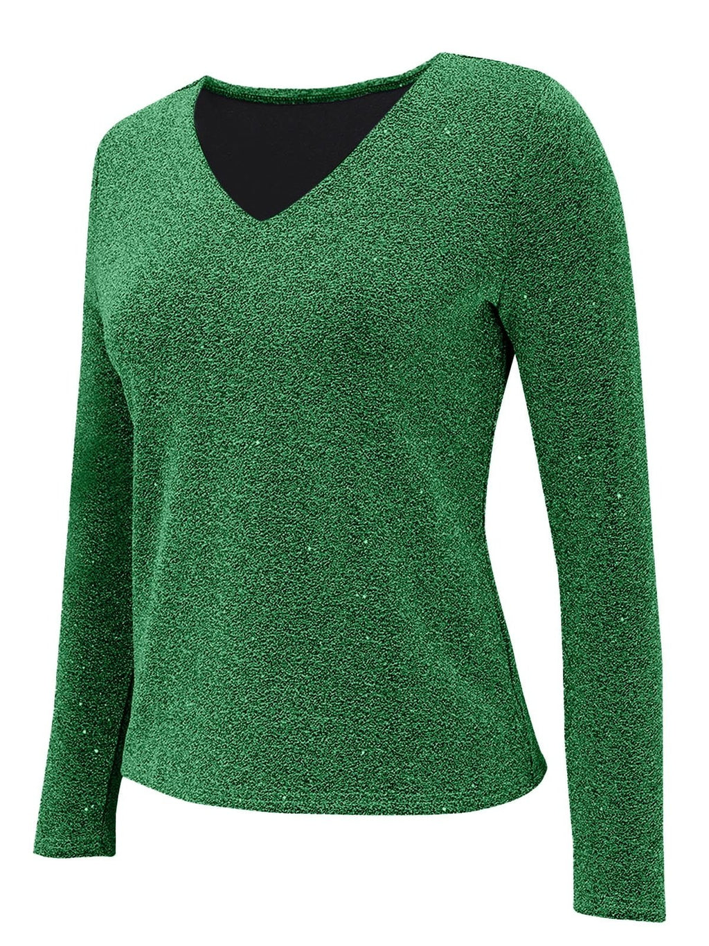 Women's Long Sleeve T-shirt Spring/Fall Silver Plain Split Joint Polyester Cotton V Neck Daily Going Out Casual Top