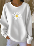 Floral Loose Crew Neck Casual Sweatshirt