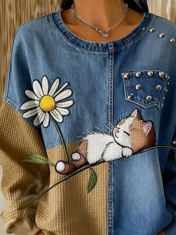 Loose Vintage Crew Neck Sweatshirt