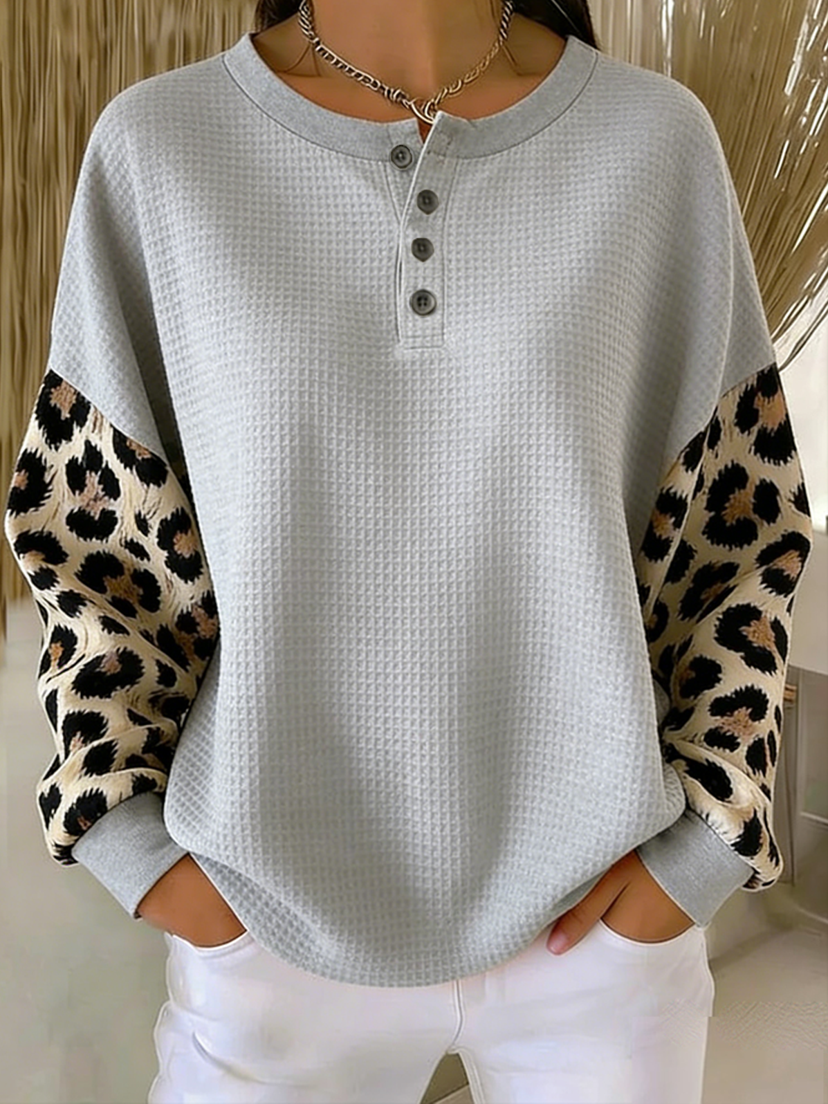 Loose Leopard Casual Others Sweatshirt