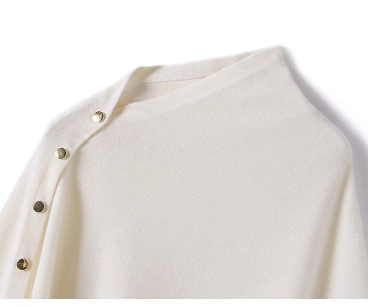 Loose Casual Asymmetrical Collar Cashmere Kimono