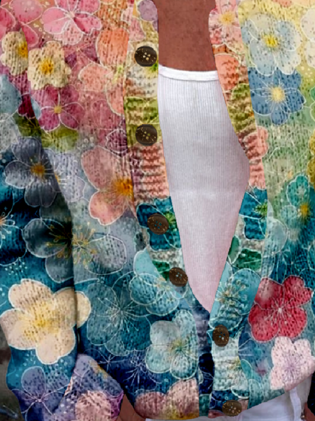 Crew Neck Casual Cardigan