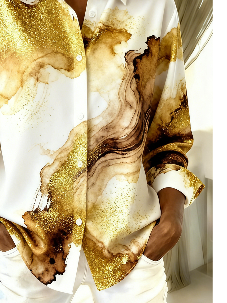 Loose Gradient Pattern Simple Shirt
