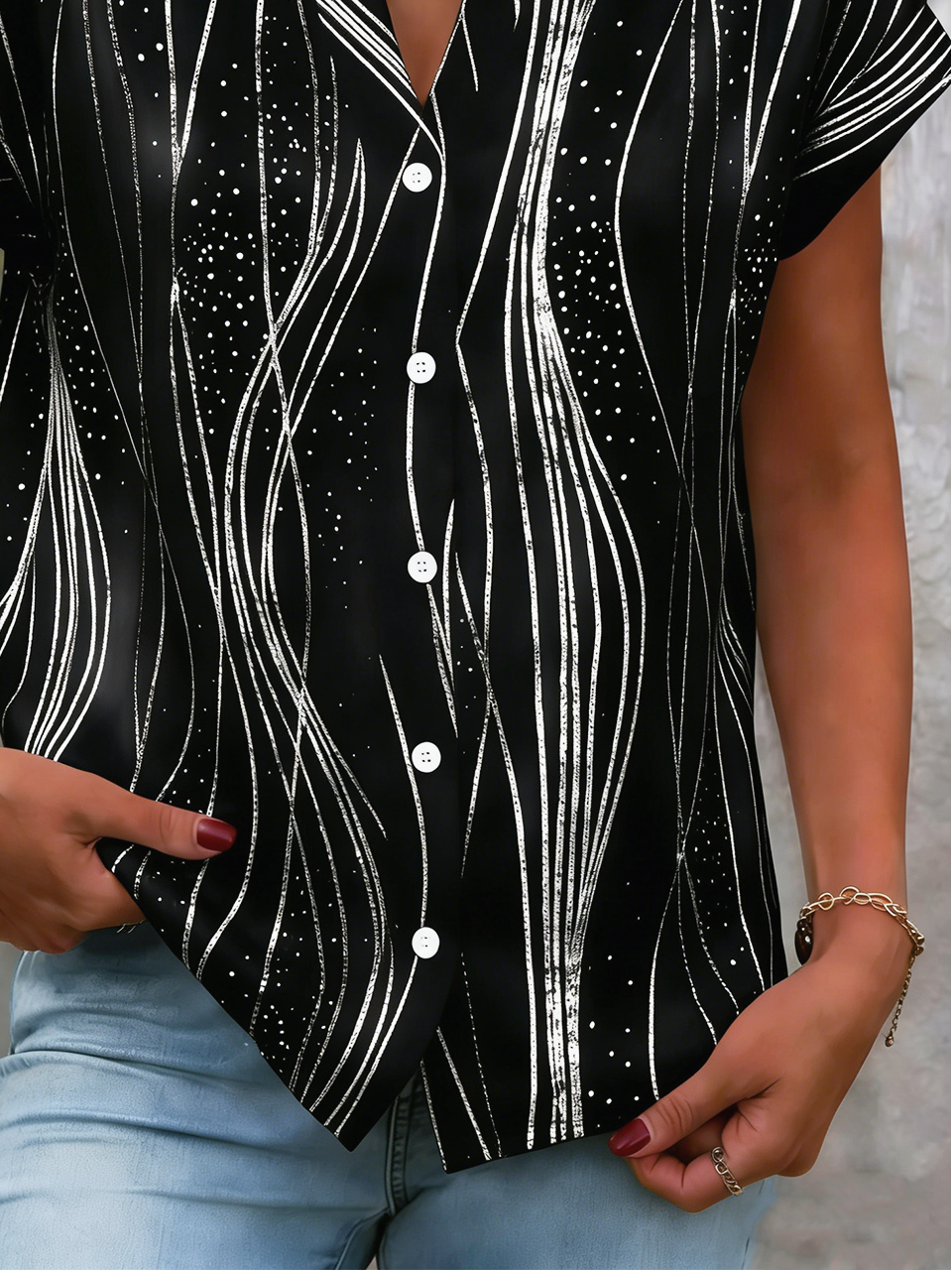 Loose Others Elegant Striped Shirt
