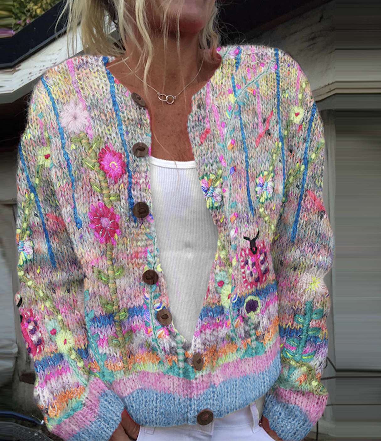 Vintage floral button cardigan