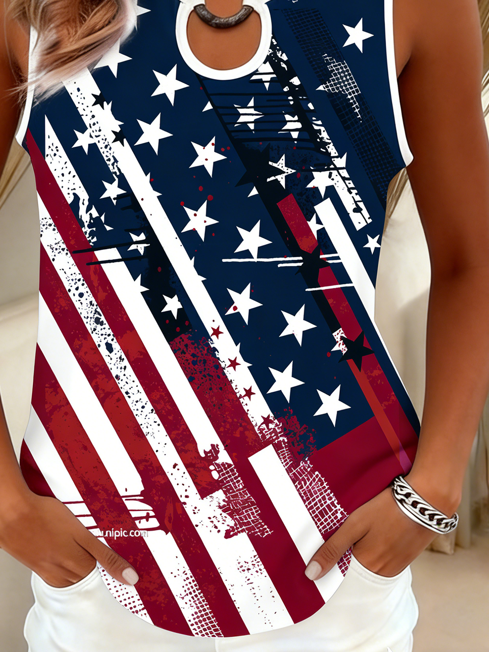 Vintage Others America Flag Loose Tank Top