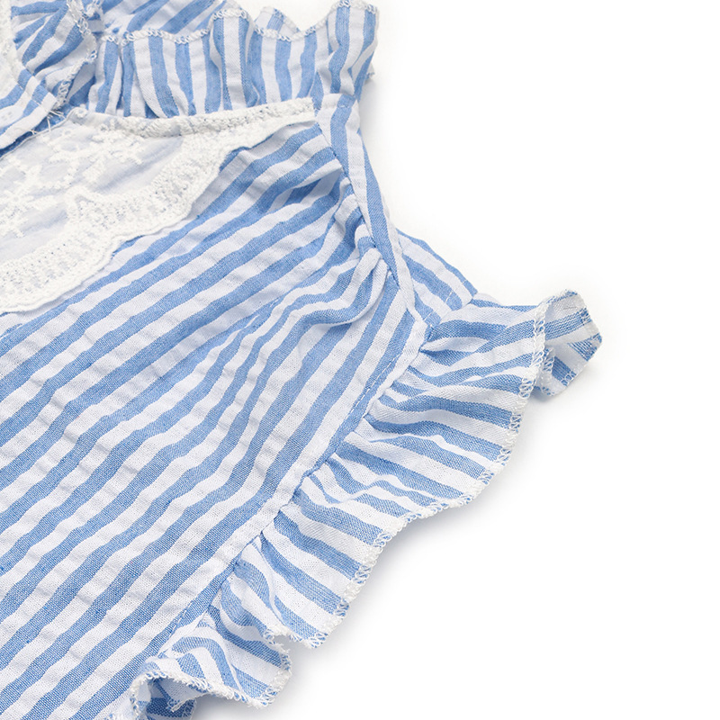 Striped Stand Coller Ruffle Short Sleeve Summer Daily Going Out Casual Shirt