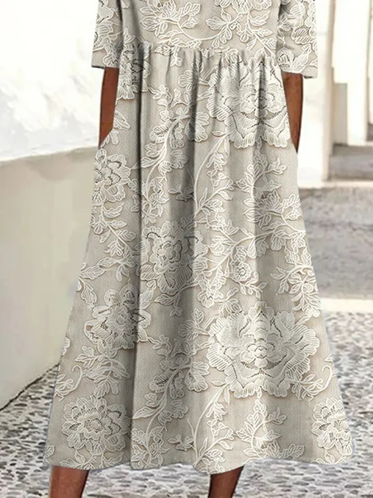 Cotton Casual Floral Dress With No