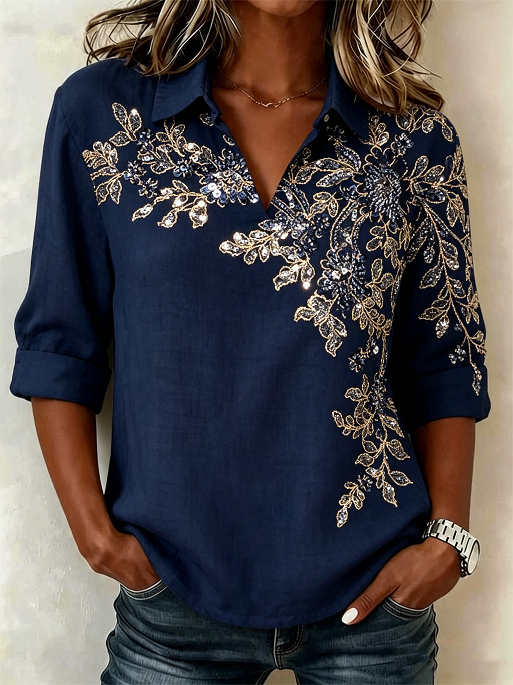 Loose Shawl Collar Elegant Shirt