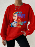 Women's When Injustice Becomes Law Resistance Becomes Duty Rbg Quote Waffle Sweatshirt
