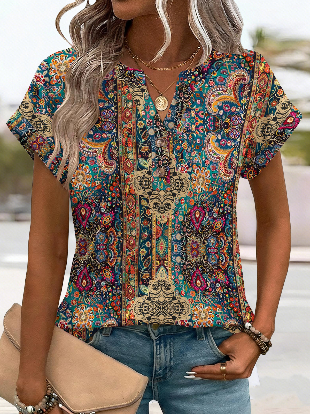 Elegant V Neck Loose T-Shirt