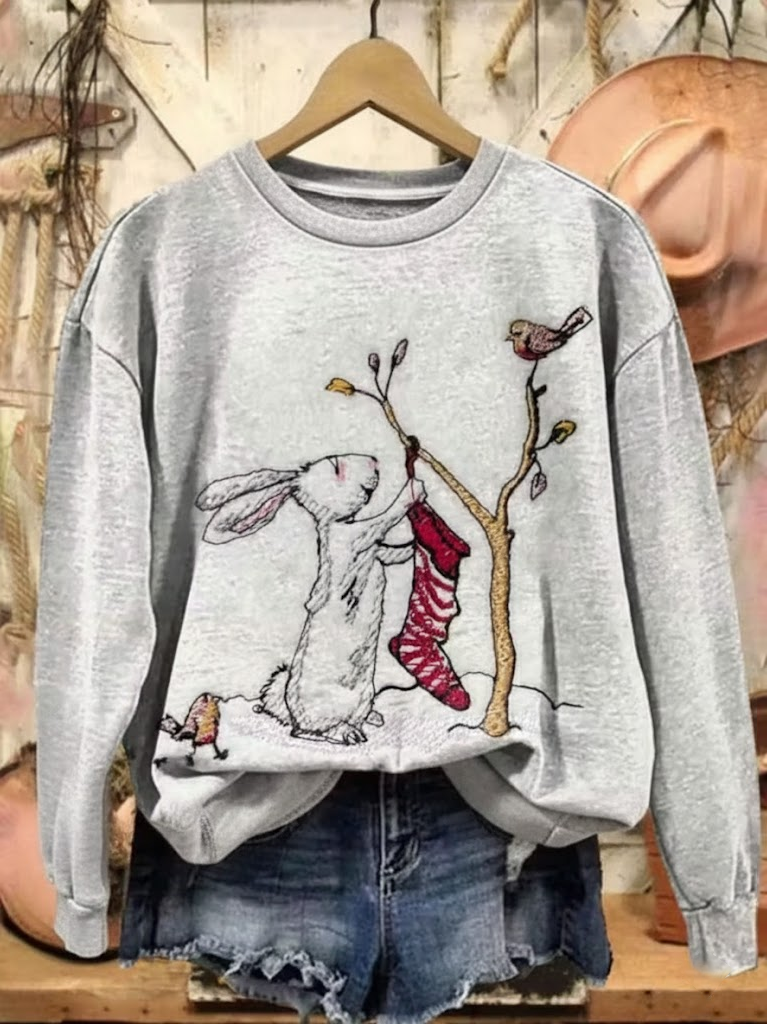 Loose Casual Printing Crew Neck Sweatshirt