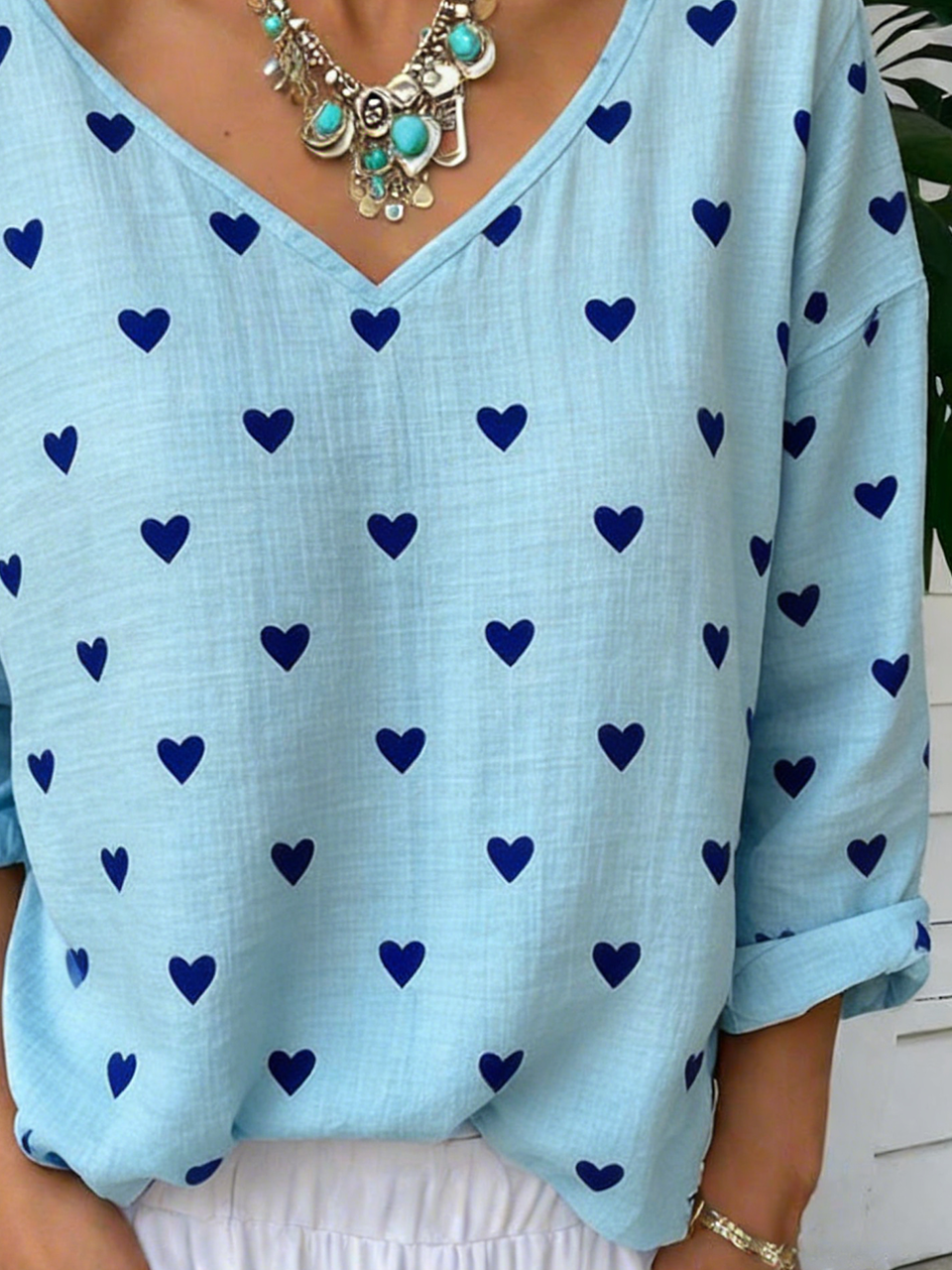 Vintage Jersey Heart/Cordate Loose T-Shirt
