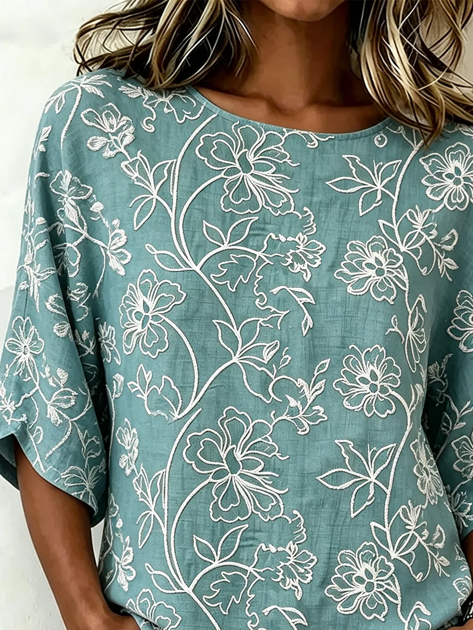 Vintage Floral Loose Cotton And Linen Shirt