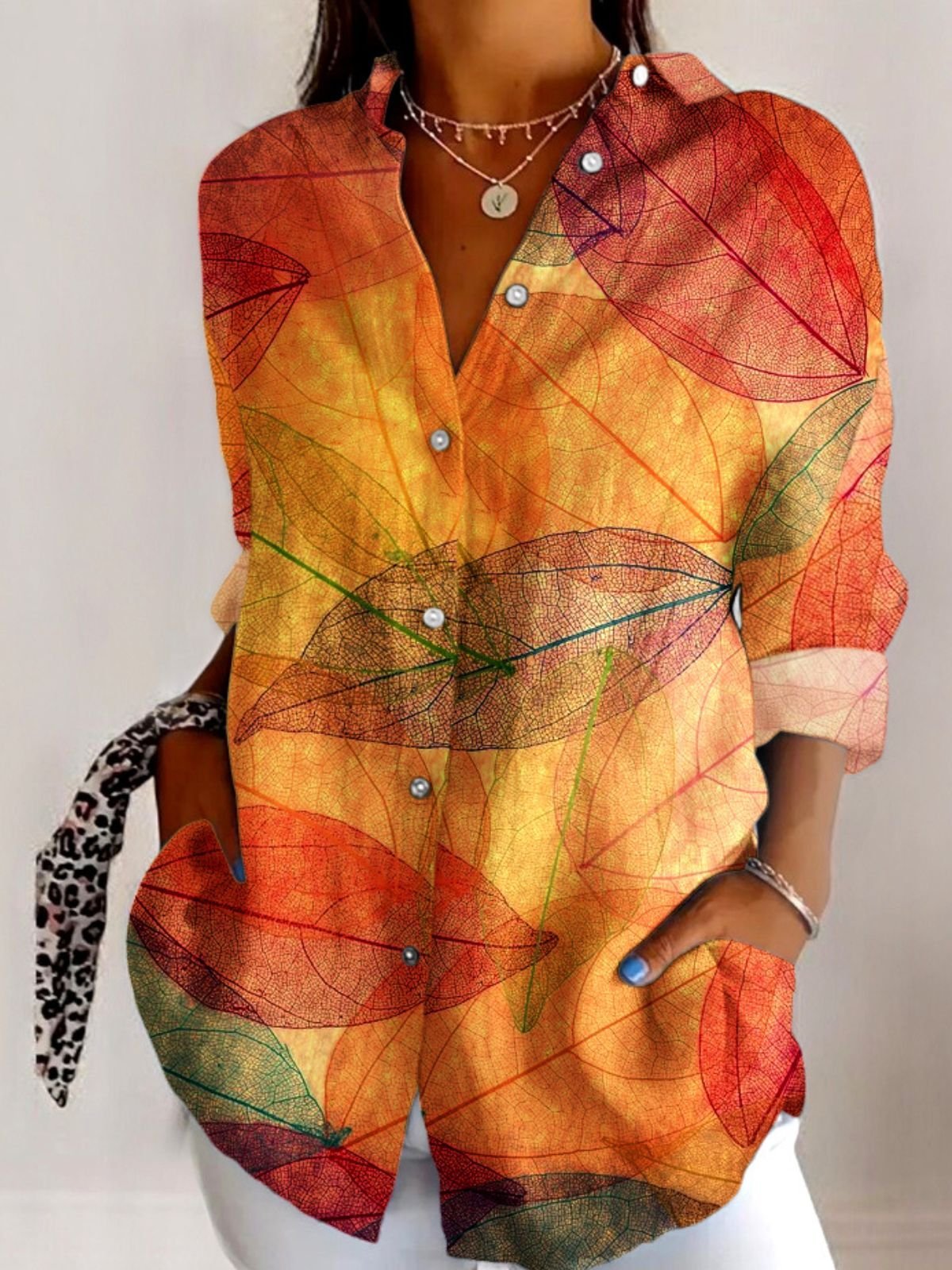 Regular Fit V Neck Casual Cotton Shirt