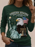 Independence Day Patriotic Long-sleeved Women's T-shirt