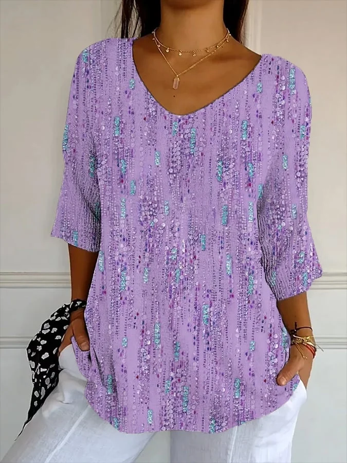 Women's Alzheimer's Disease Floral Print V-Neck T-Shirt