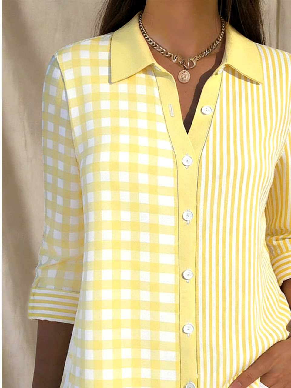 Vintage Shirt Collar Loose Geometric Shirt