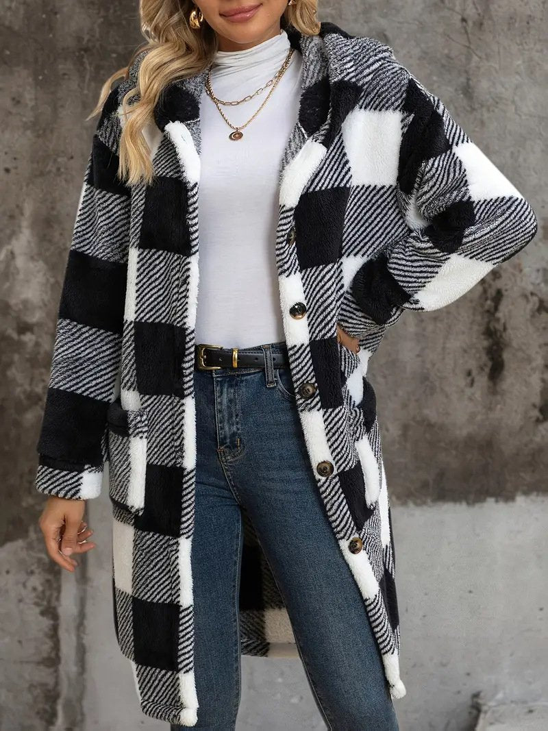 Geometric Casual Regular Fit Hoodie Coat