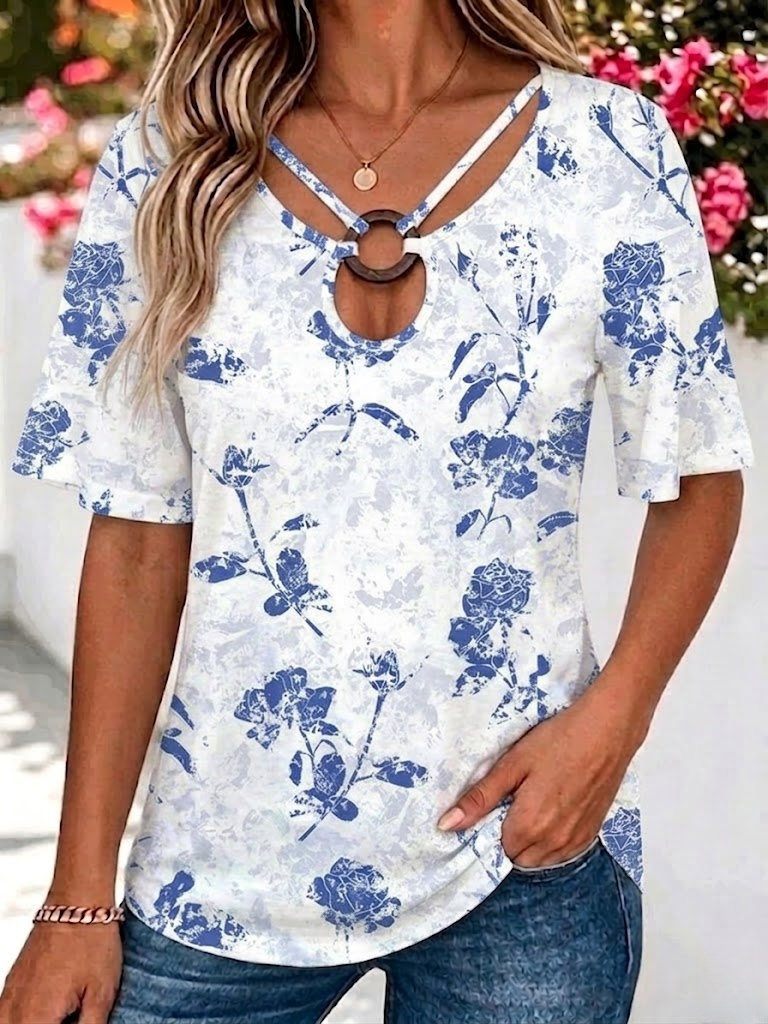 Floral Crew Neck Vintage T-Shirt
