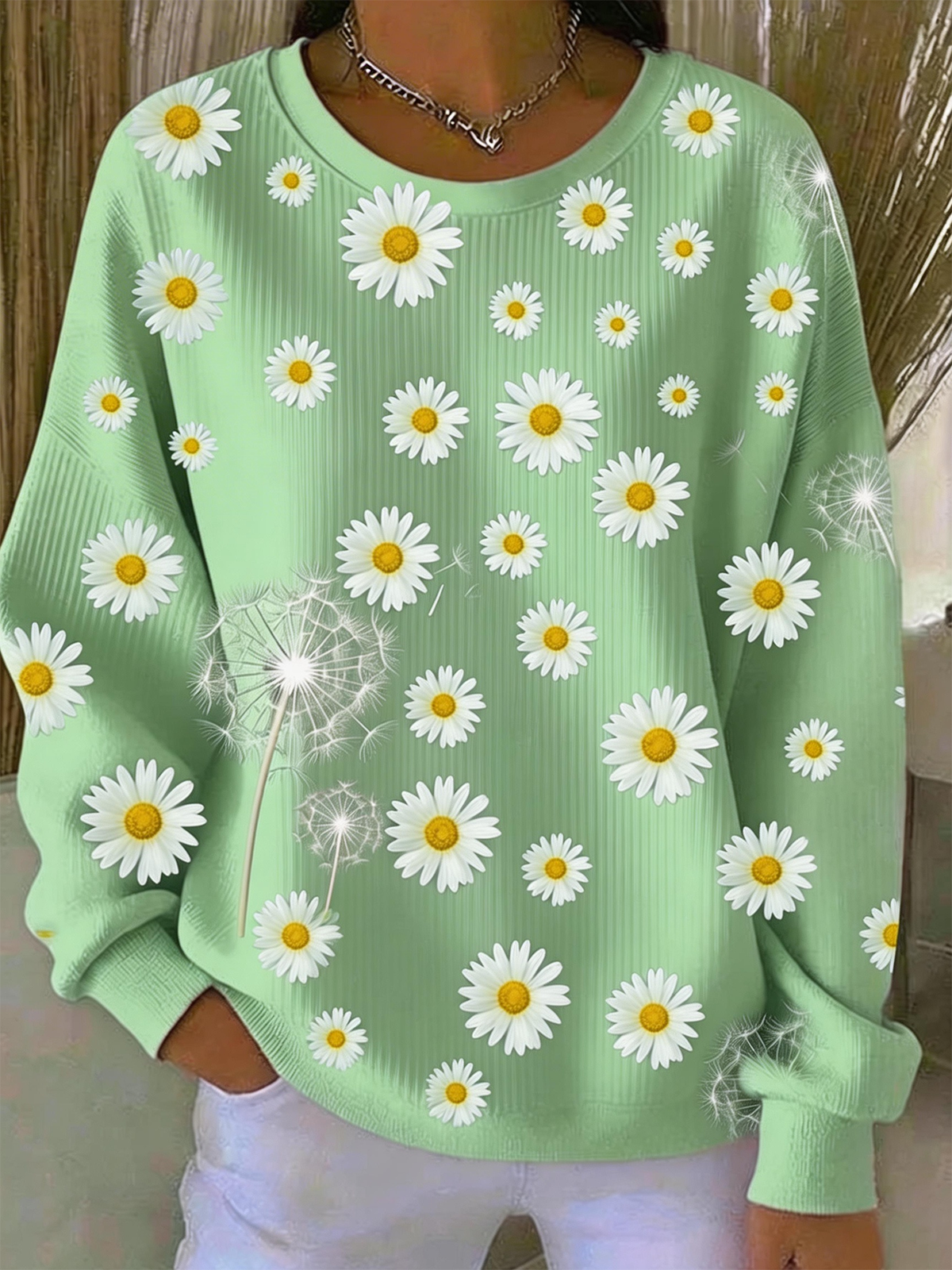 Vintage Dandelion Loose Crew Neck Sweatshirt