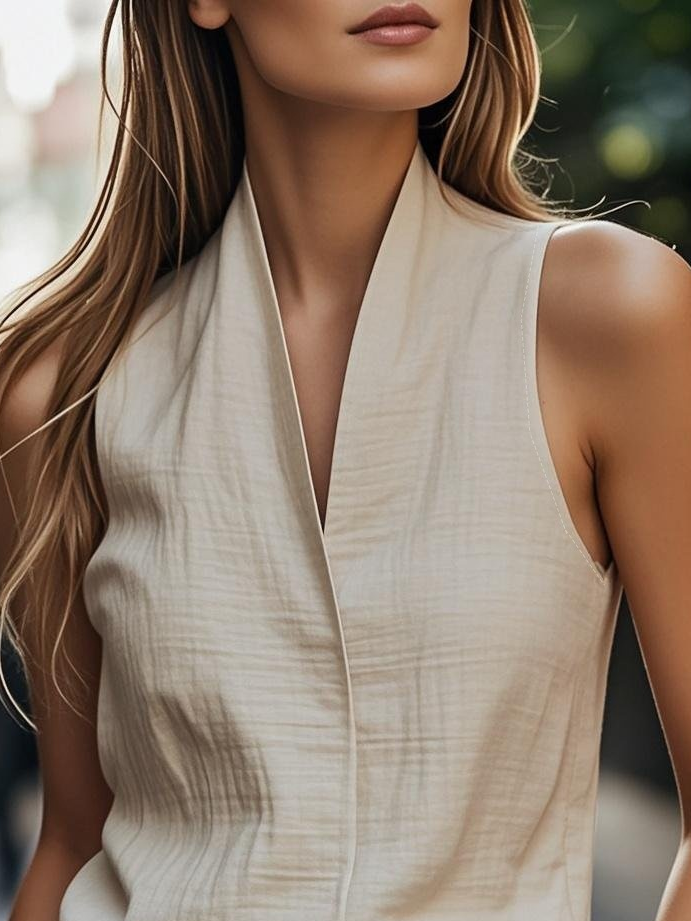 Casual Plain V Neck Shirt