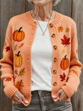 Wool/Knitting Casual Stand Collar Cardigan