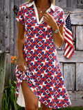 Casual Shawl Collar Shirt Dress With No