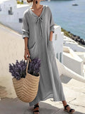 Casual Plain V Neck Maxi Dress