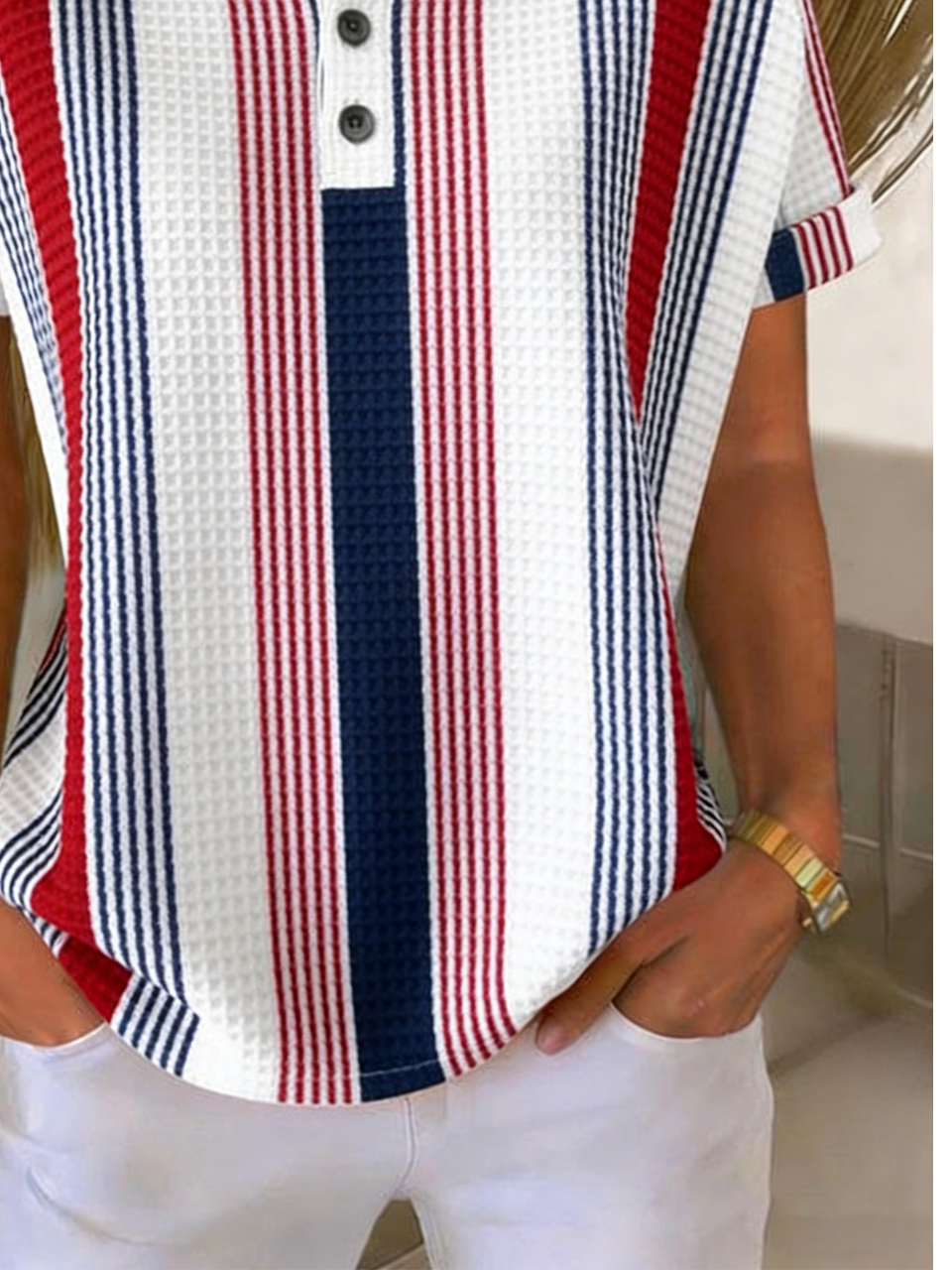 Loose Vintage Striped Others T-Shirt