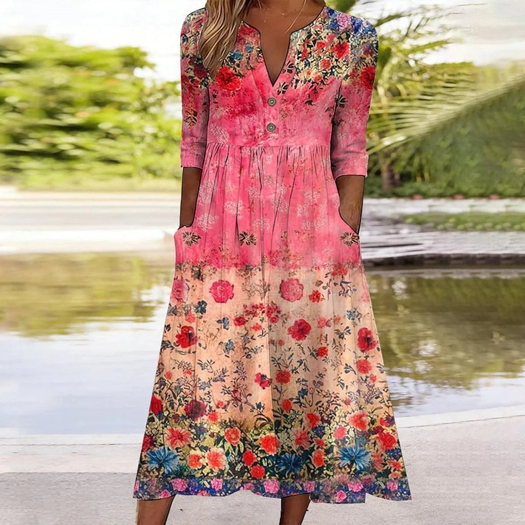 Loose Casual Half Open Collar Dress With No