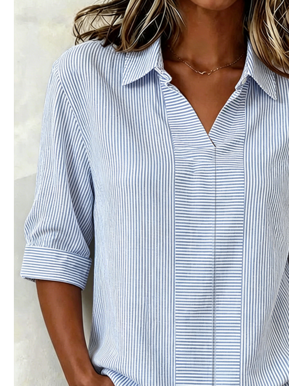 Vintage Striped Shawl Collar Loose Shirt