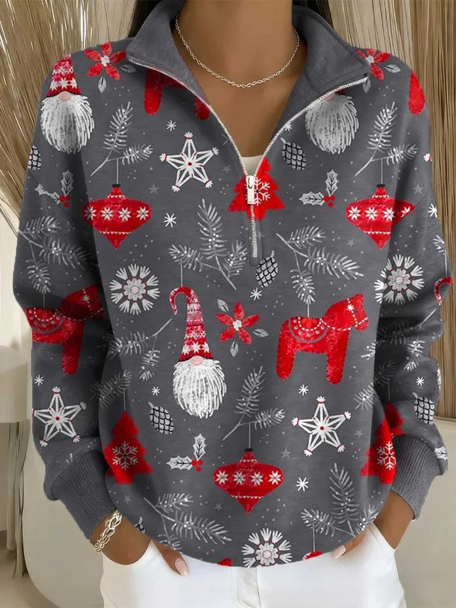 Half Open Collar Christmas Casual Sweater