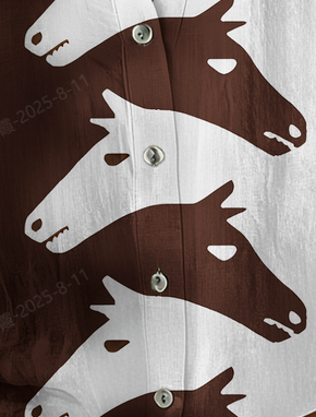 Women's Vintage Western Horse Print Casual Shirt