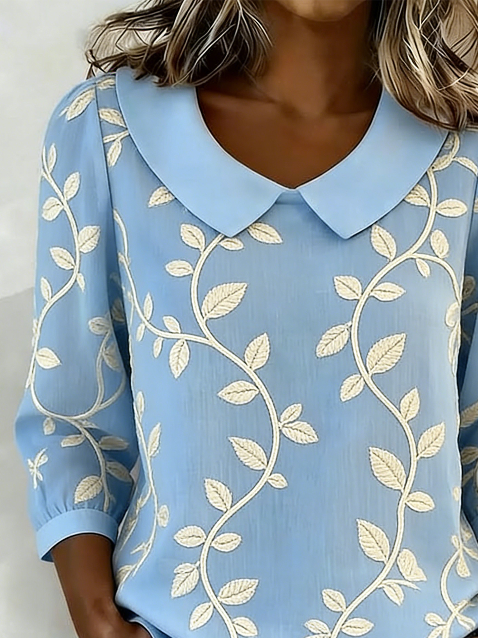 Botanical Pattern Elegant Cotton And Linen Shirt