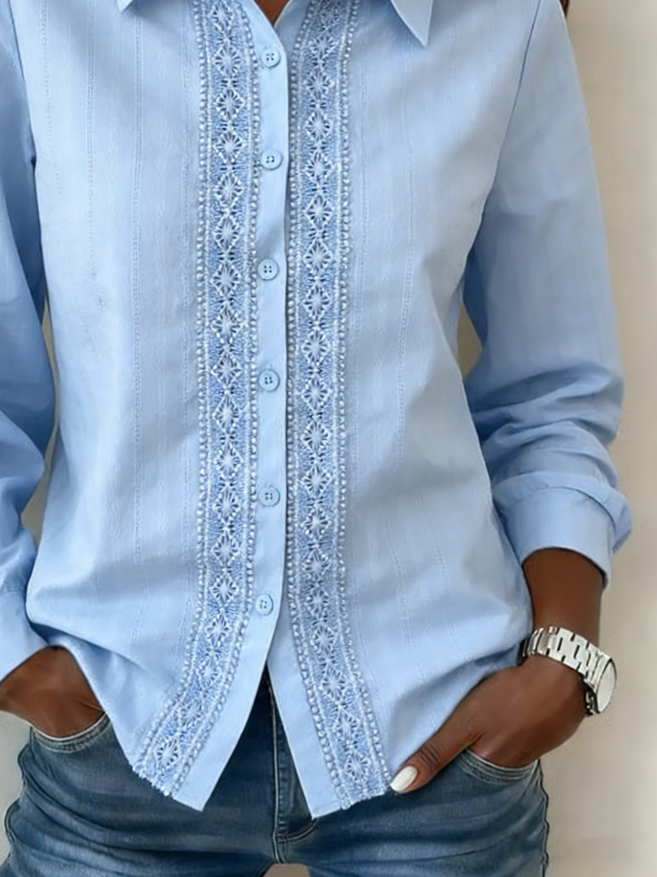 Shawl Collar Plain Cotton Casual Shirt