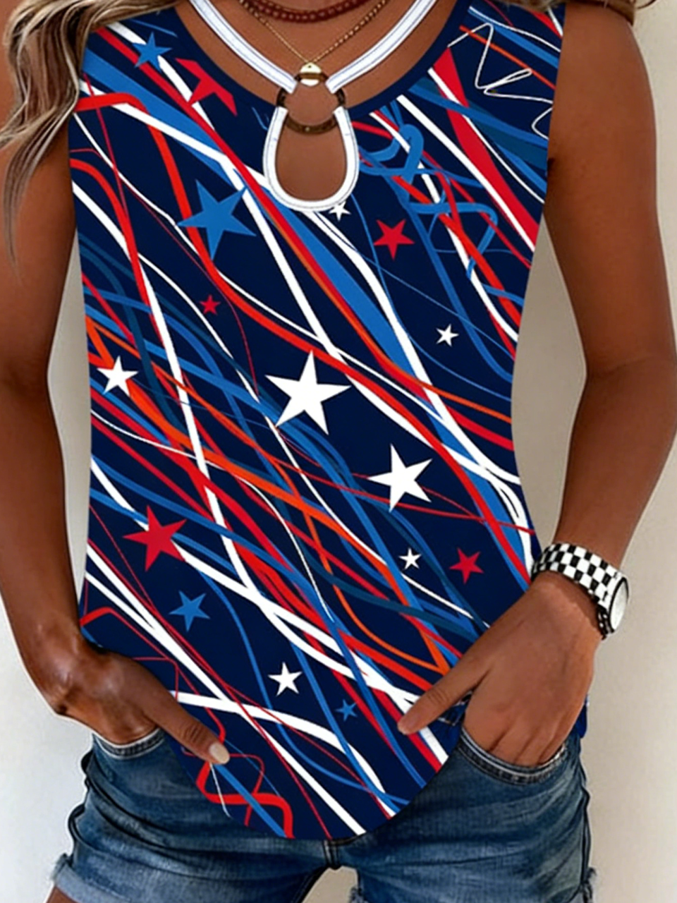 Loose America Flag Others Elegant Tank Top
