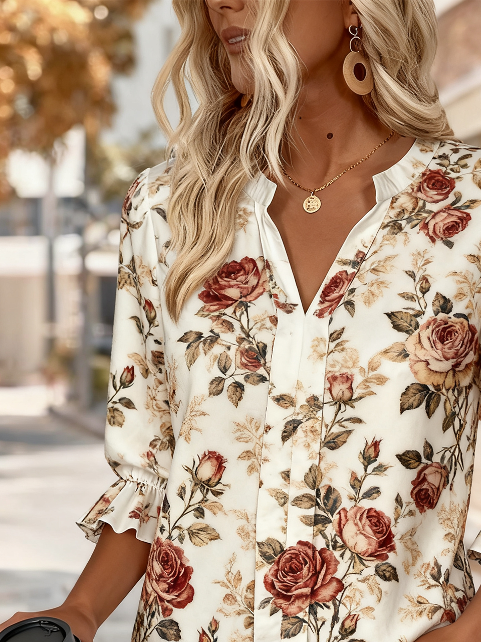 Elegant V Neck Linen Blend Regular Fit Shirt