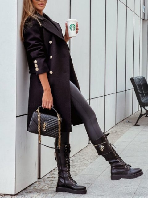 Plain Shawl Collar Lady Romance Loose Coat