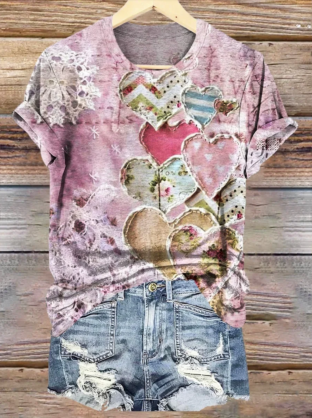 Vintage Regular Fit Crew Neck Geometric T-Shirt