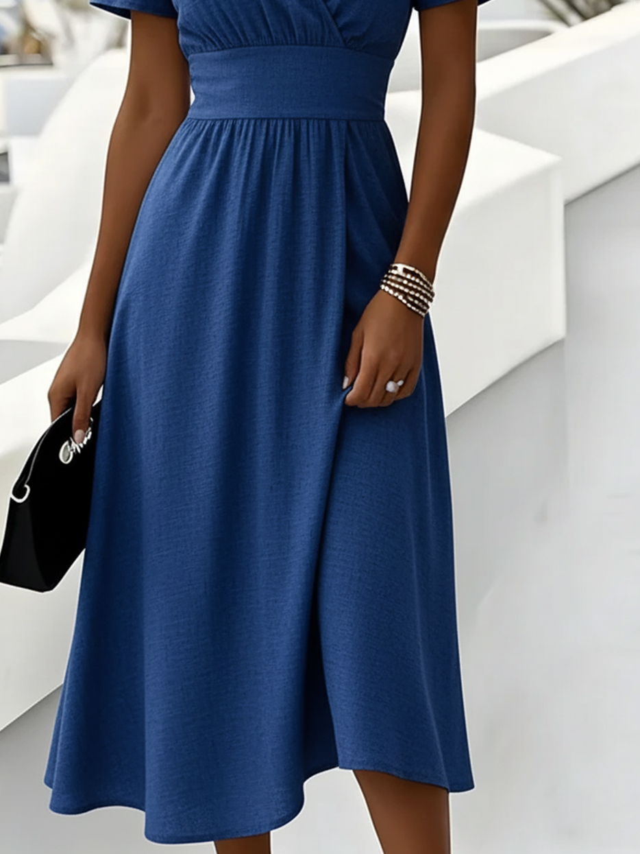 V Neck Elegant Regular Fit Dress With No