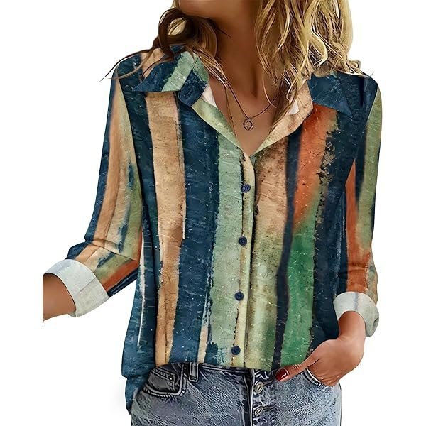 Shirt Collar Striped Loose Vintage Shirt